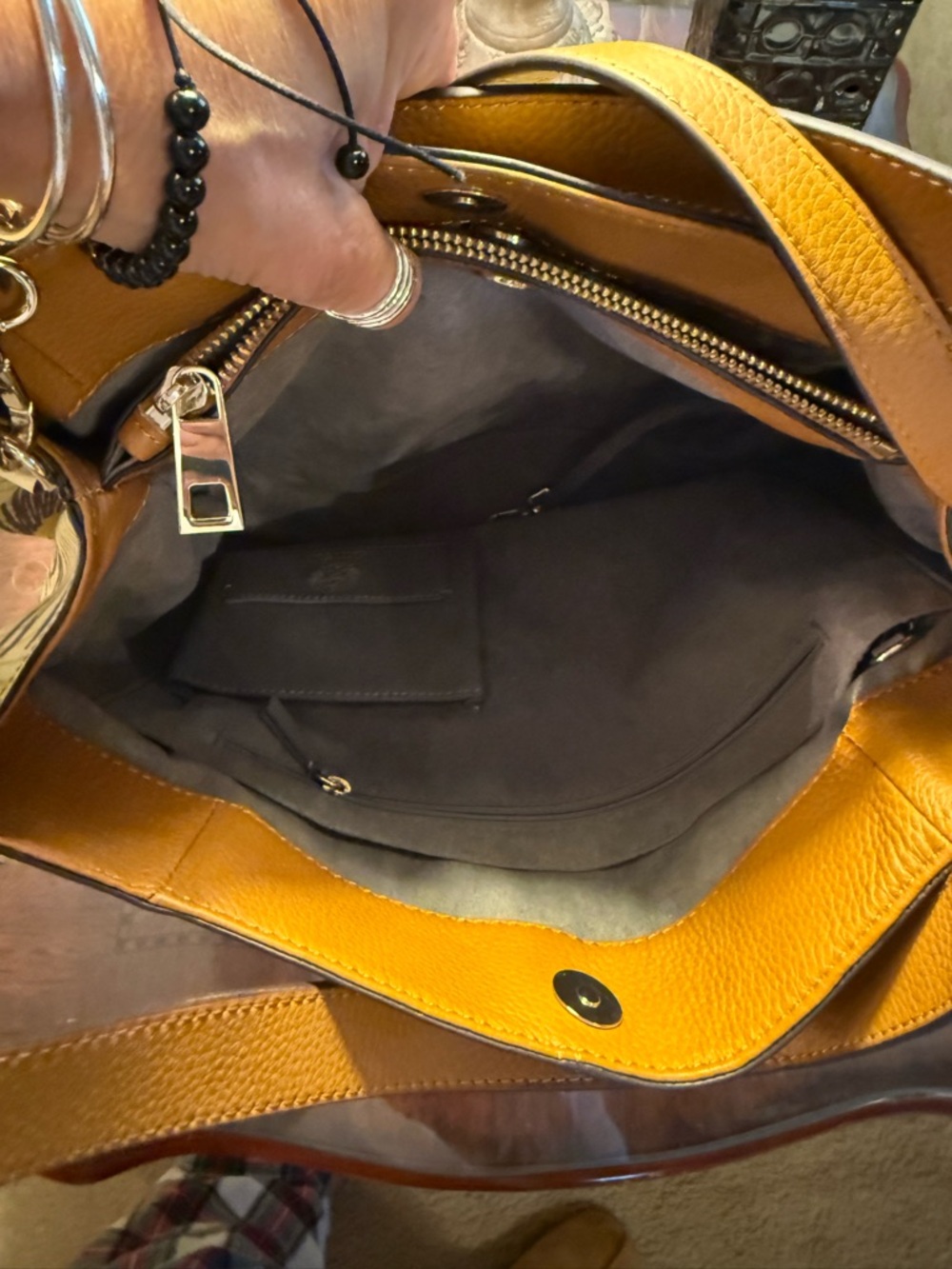 Vince Camuto Tania Convertible Leather Tote ~Tropical Yellow/Purple NWOT w/dusty - Picture 14 of 17